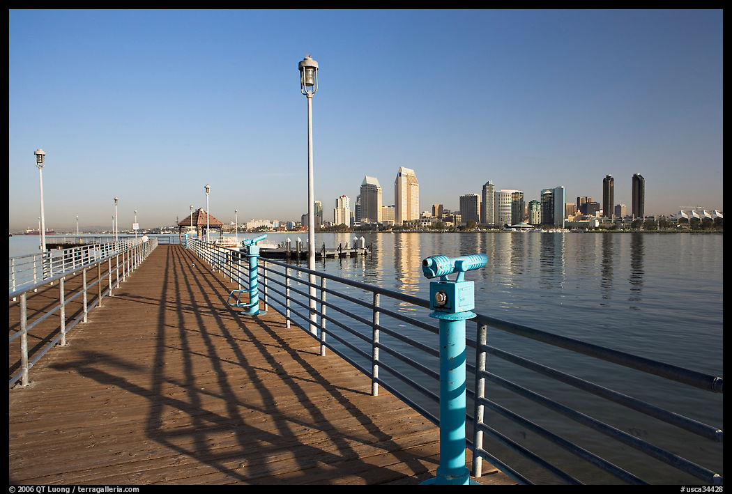 Binoculars, pier, and skyline, Coronado. San Diego, California, USA