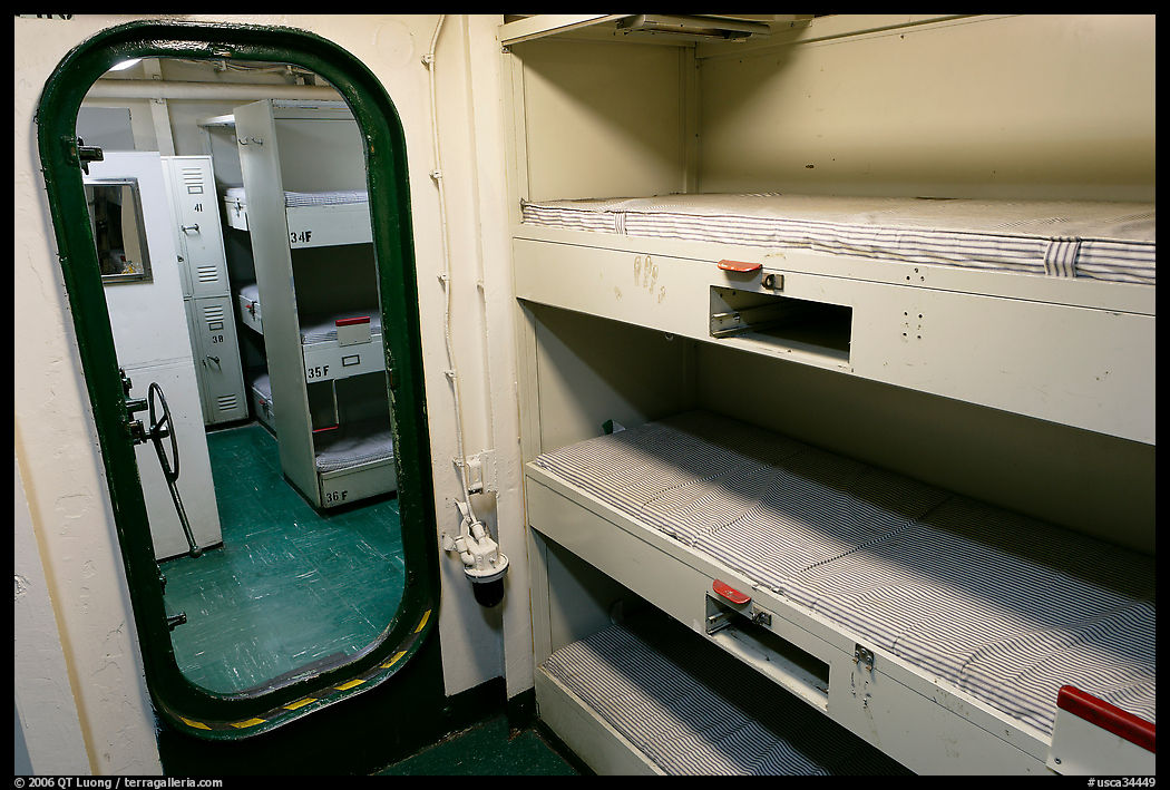 Berthing spaces, USS Midway. San Diego, California, USA