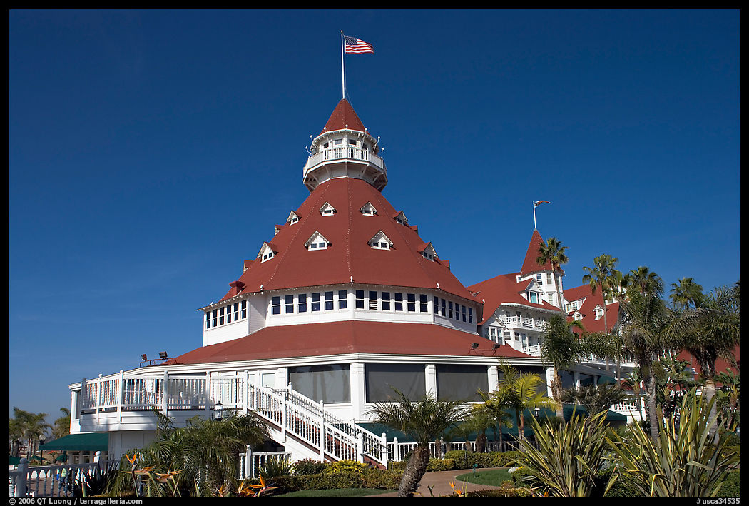 Main tower of hotel Del Coronado. San Diego, California, USA