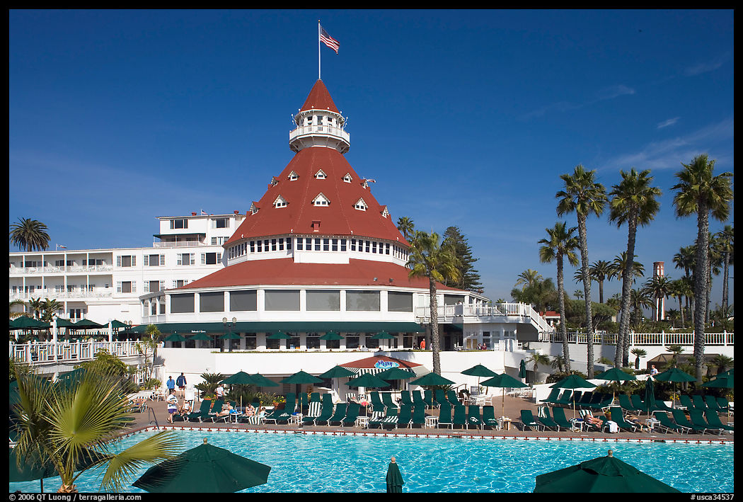 Swimming pool of hotel Del Coronado. San Diego, California, USA