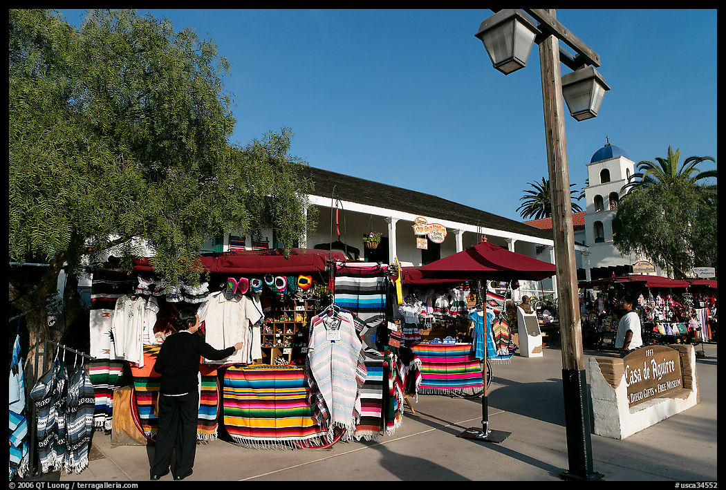Store selling colorful mexican clothing, Old Town. San Diego, California, USA