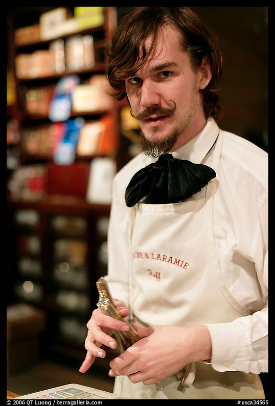 Alexander Kraft in cigar store, Old Town. San Diego, California, USA