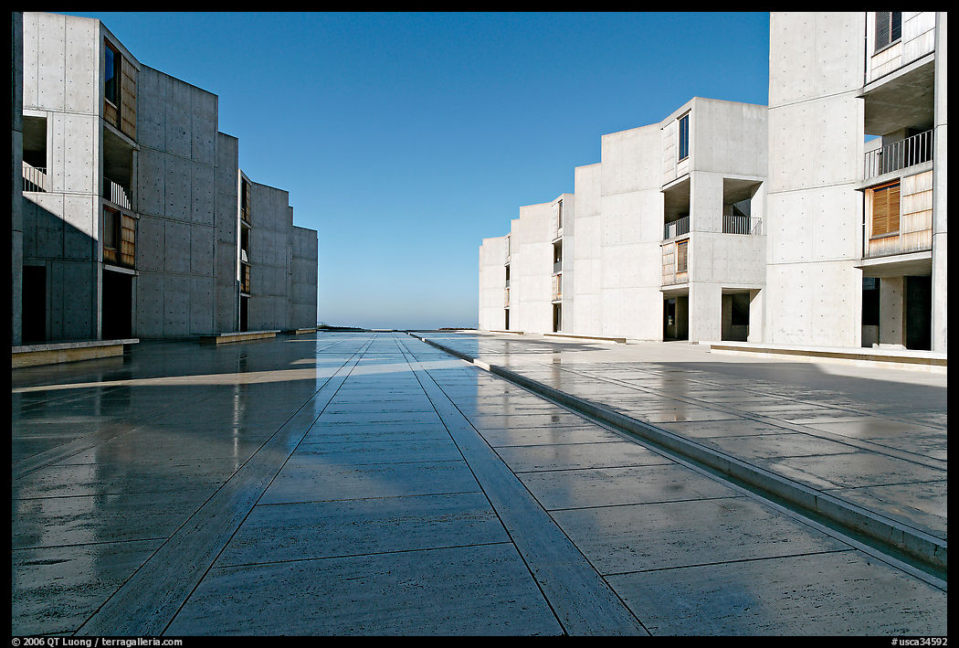 Salk Institude, called architecture of silence and light by architect Louis Kahn. La Jolla, San Diego, California, USA