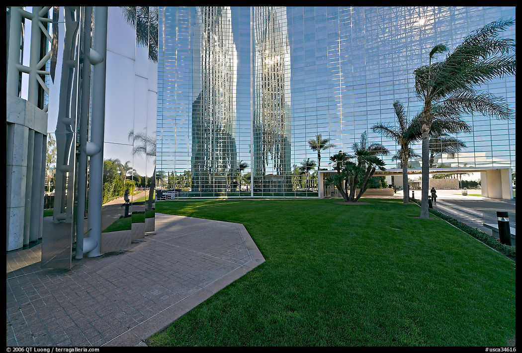 Reflections in  Crystal Cathedral, home of Televangelist Robert Schuller. Garden Grove, Orange County, California, USA