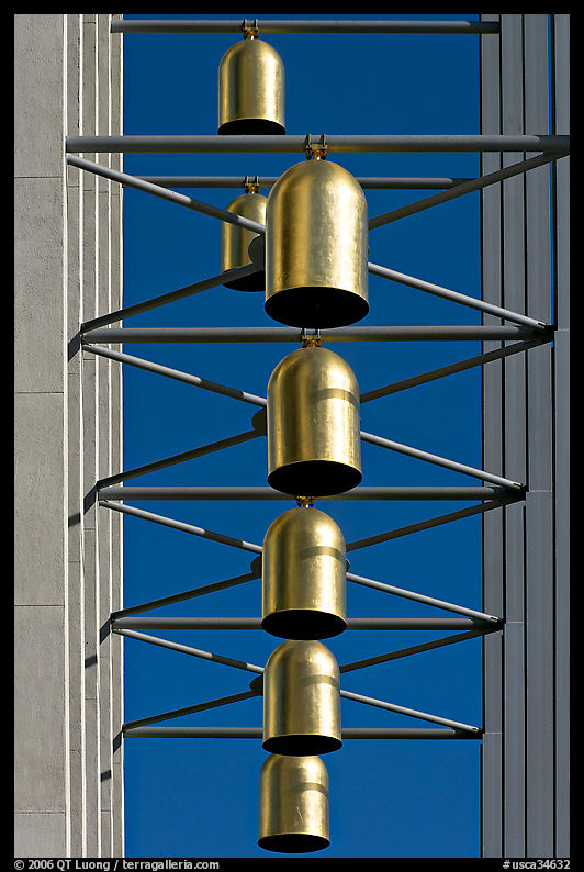 Close up of Bells of  the Crystal Cathedral campus. Garden Grove, Orange County, California, USA