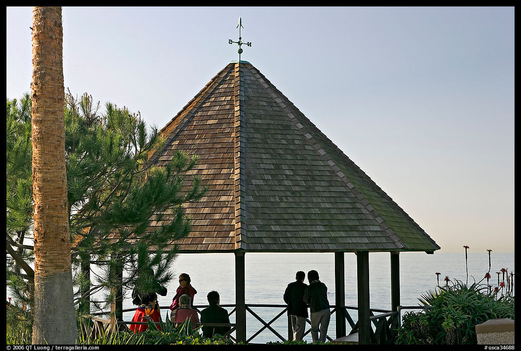 Gazebo overlooking the ocean. Laguna Beach, Orange County, California, USA