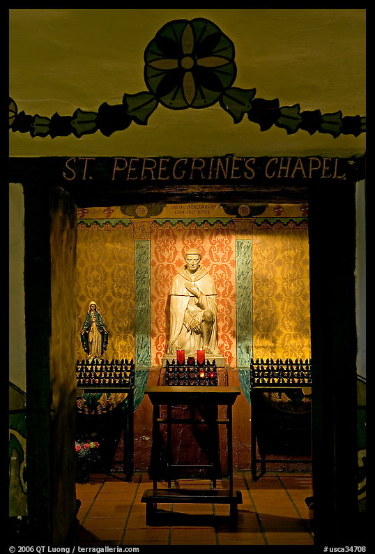 Side chapel in the Serra Chapel. San Juan Capistrano, Orange County, California, USA