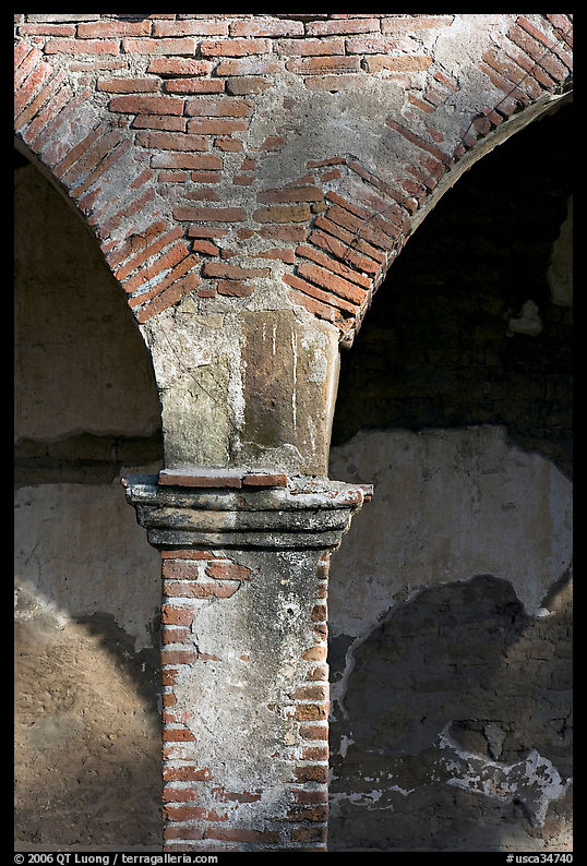 Main courtyard arches. San Juan Capistrano, Orange County, California, USA