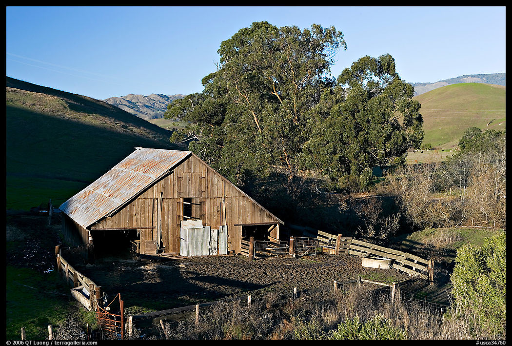Barn and cattle-raising area. California, USA
