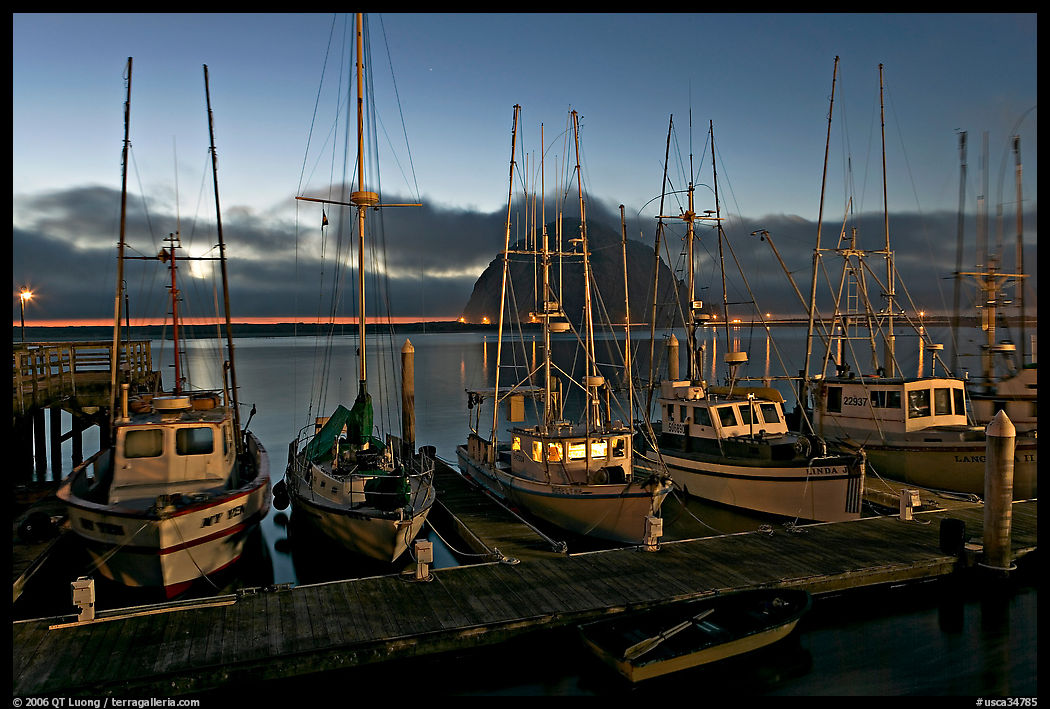 Fishing boats at dusk. Morro Bay, USA