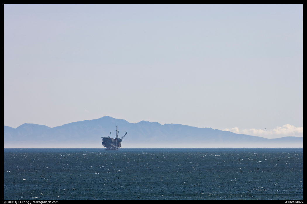 Off-shore oil extraction platform, and Channel Islands. California, USA