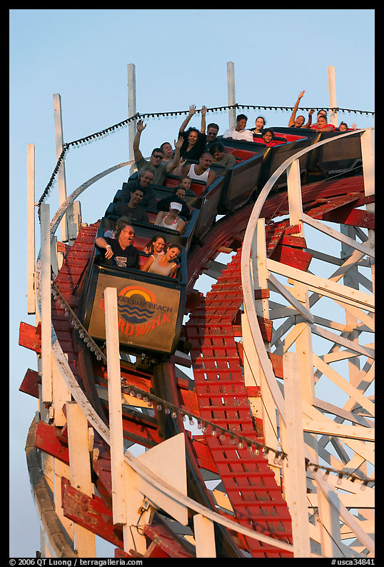 Roller coaster car, Beach Boardwalk. Santa Cruz, California, USA
