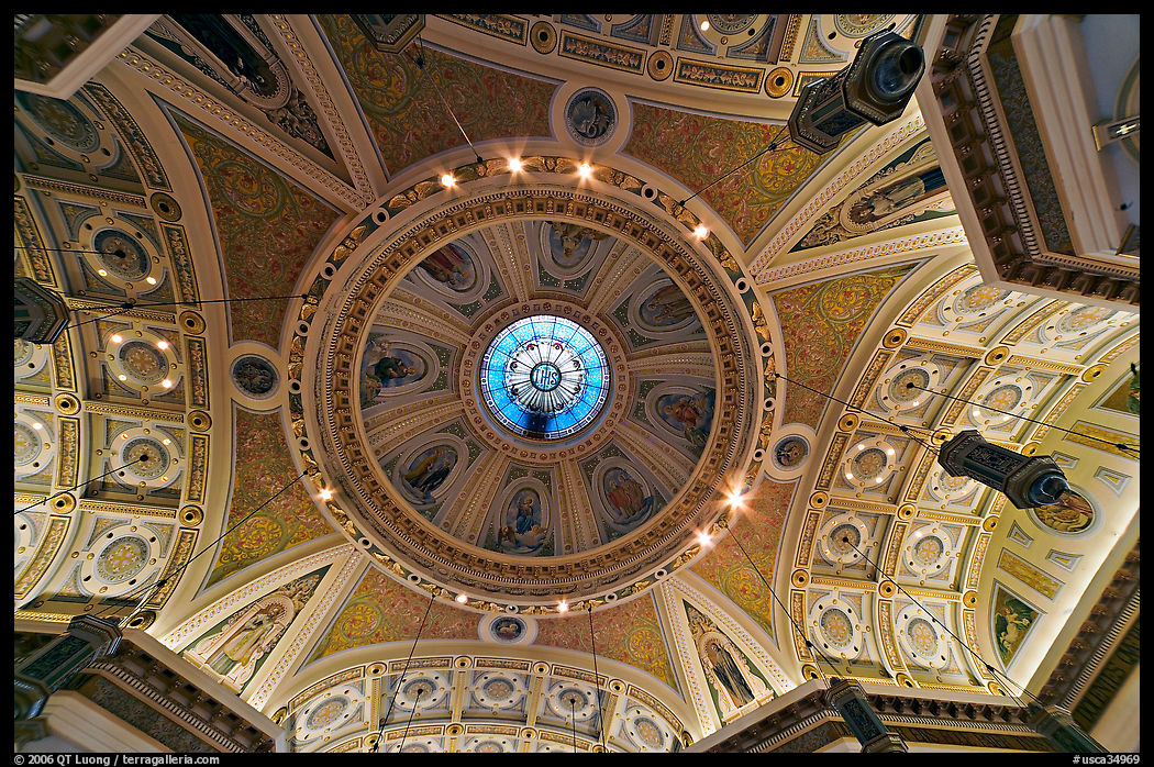 Dome of Cathedral Saint Joseph from inside. San Jose, California, USA