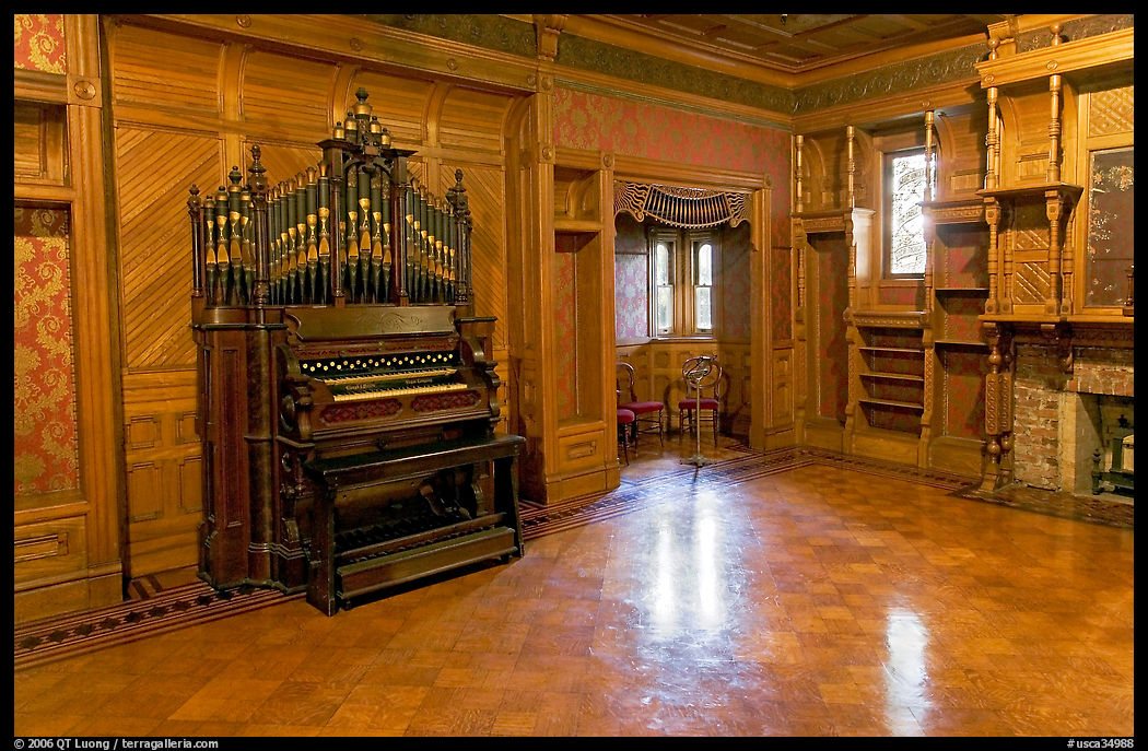 Ballroom and organ. Winchester Mystery House, San Jose, California, USA