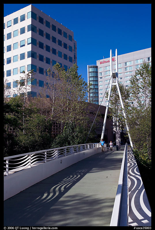 Footbridge on the Guadalupe River. San Jose, California, USA