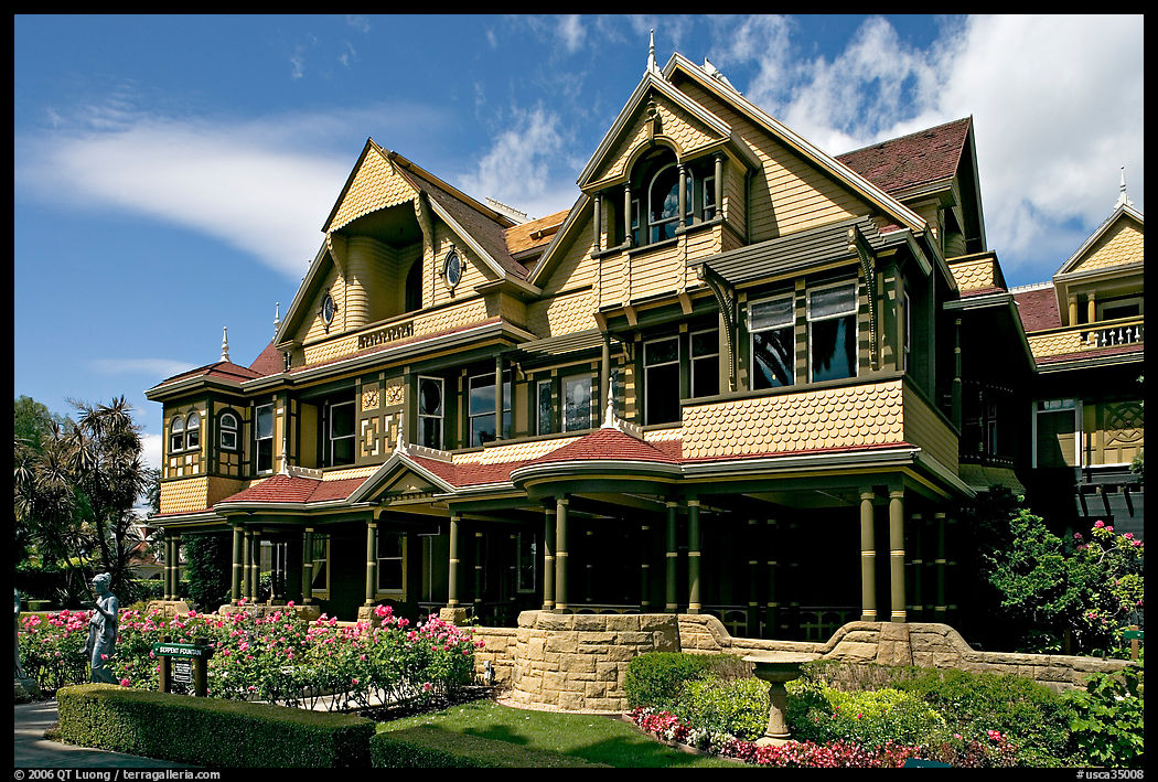 Facade, morning. Winchester Mystery House, San Jose, California, USA