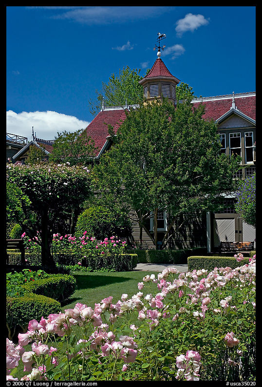 Backyard gardens. Winchester Mystery House, San Jose, California, USA