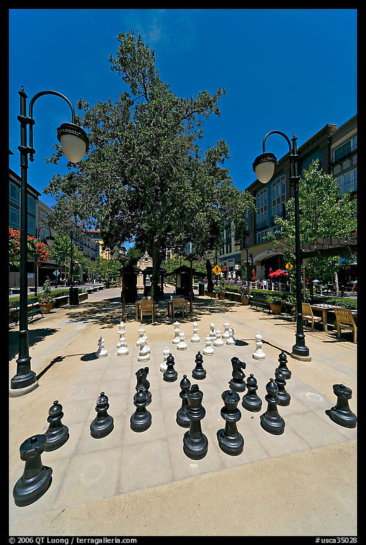 Chess set, Santana Row. San Jose, California, USA