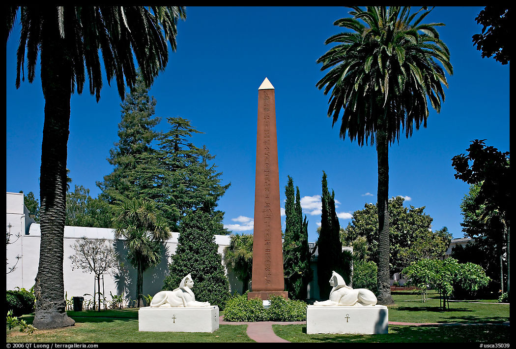 Sphynx and Obelisk, Rosicrucian Park. San Jose, California, USA