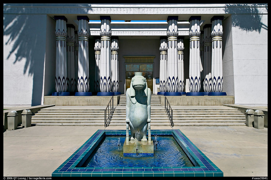 Statue of hippopotamus Taweret and  Rosicrucian Museum. San Jose, California, USA