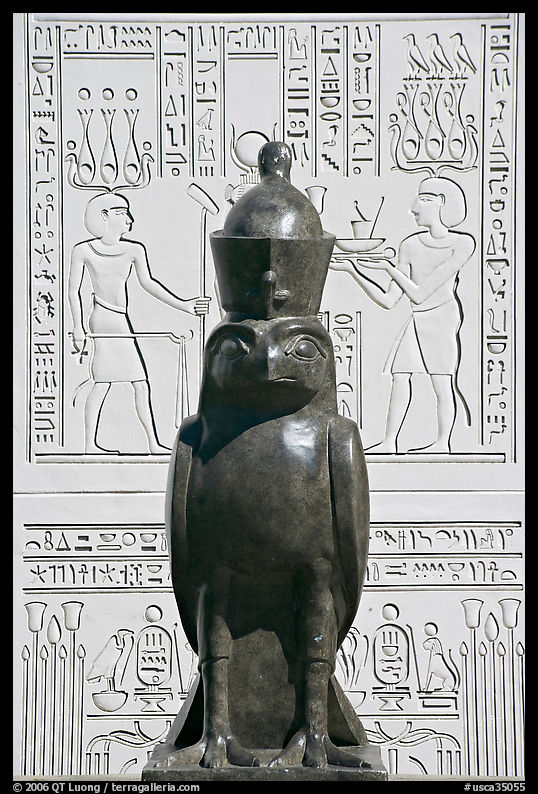 Egyptian wwl and bas-reliefs, Rosicrucian Park. San Jose, California, USA