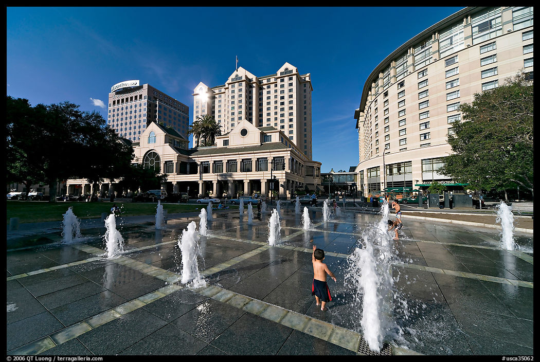 Plaza de Cesar Chavez, late afternoon. San Jose, California, USA