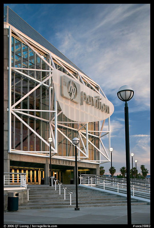 HP Pavilion at San Jose, sunset. San Jose, California, USA