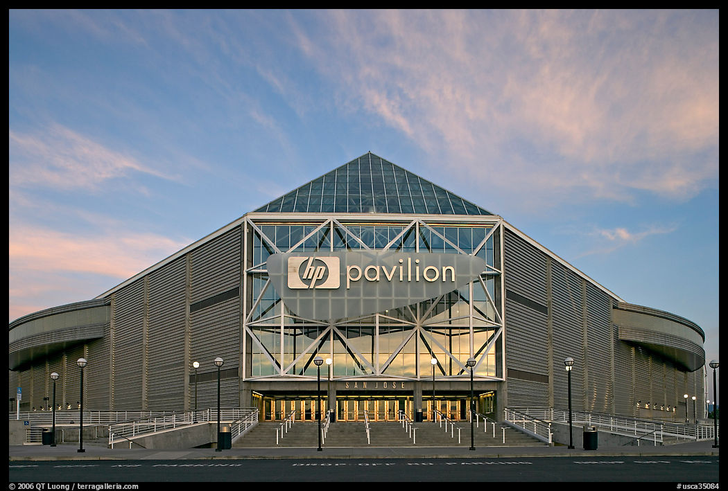 San Jose HP Pavilion, sunset. San Jose, California, USA