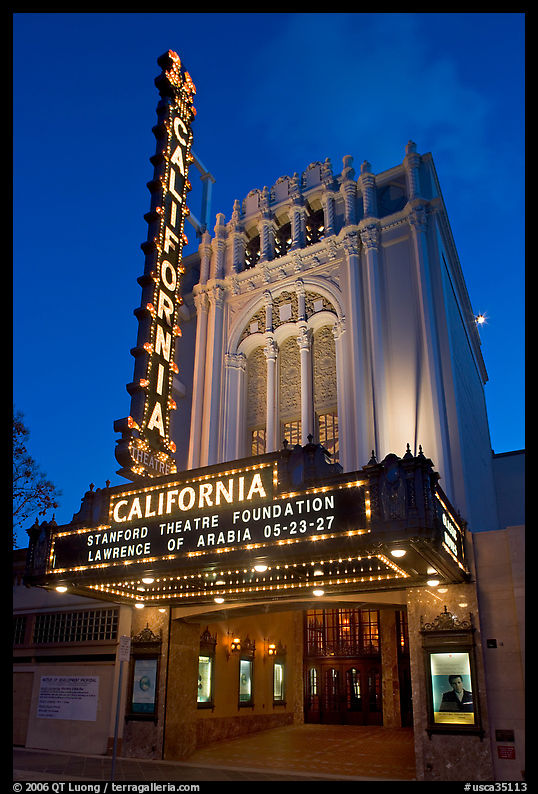 California Theatre at dusk. San Jose, California, USA