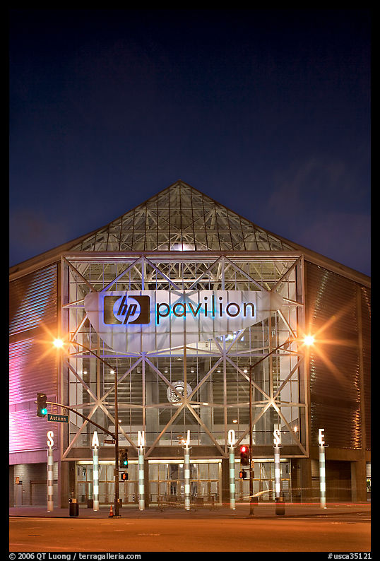 HP Pavilion at night. San Jose, California, USA