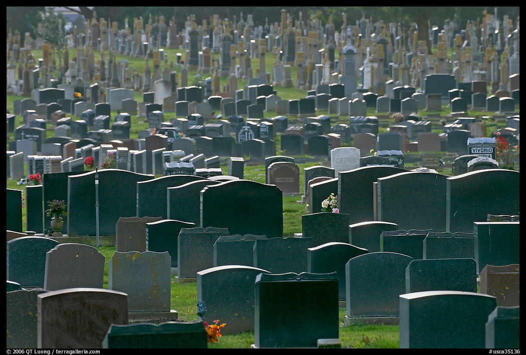 Headstones, Colma. SF Bay area, California, USA