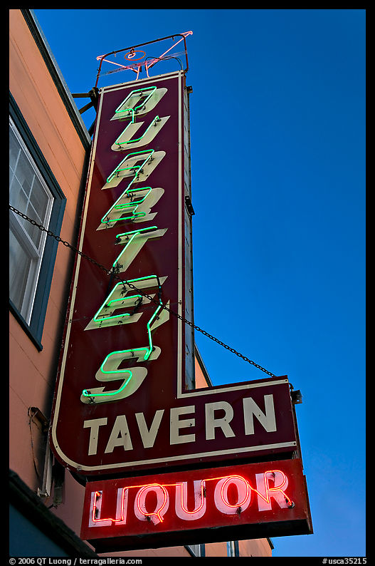 Neon sign for Duarte Tavern, Pescadero. San Mateo County, California, USA