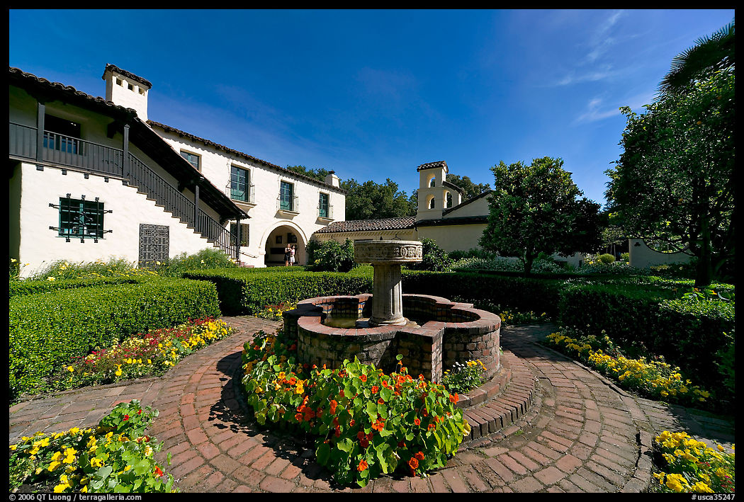 Court of Abundance, Allied Arts Guild, afternoon. Menlo Park, SF Bay area, California, USA