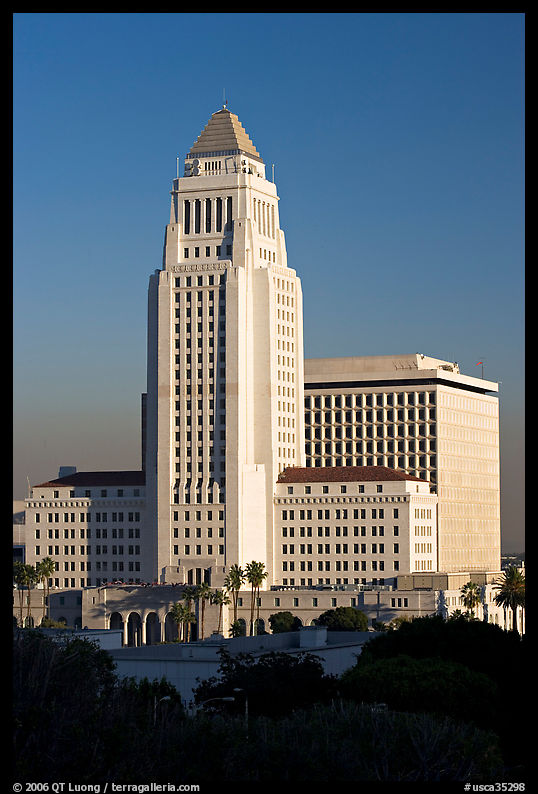 Los Angeles City Hall in Art Deco style. Los Angeles, California, USA