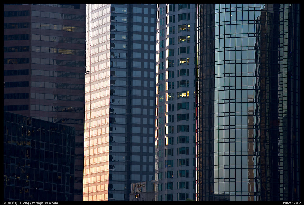 Close-up of high-rise buildings facades. Los Angeles, California, USA