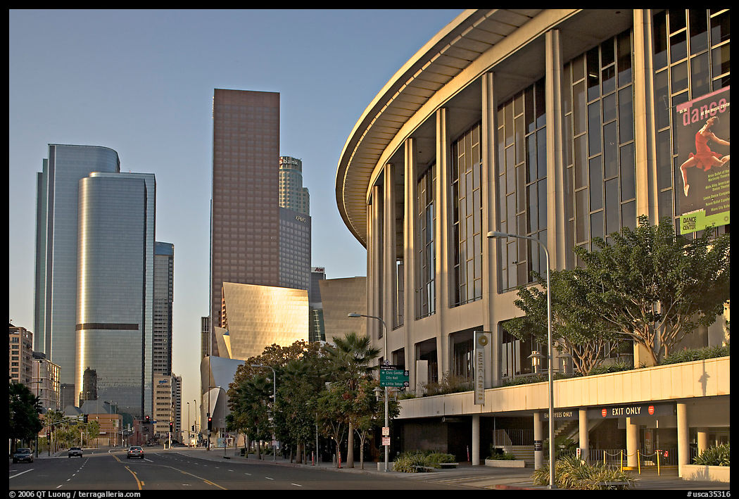 Music Center and high rise towers. Los Angeles, California, USA