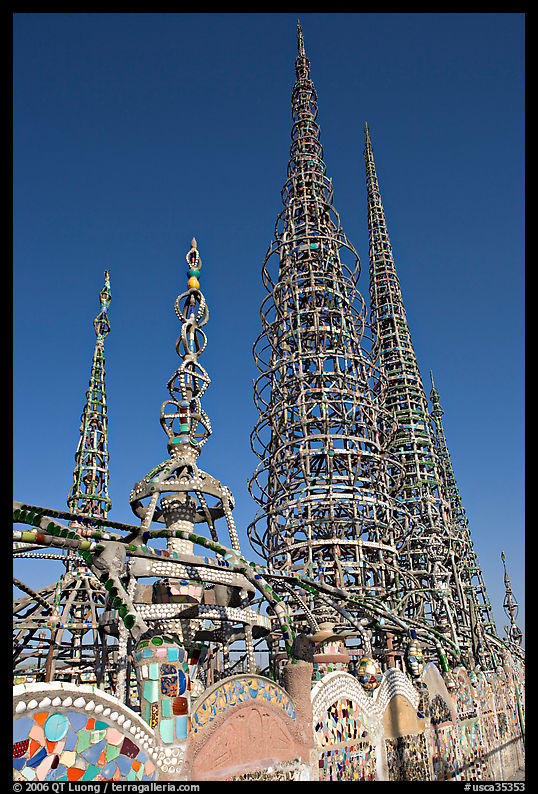 Overview of the Watts Towers. Watts, Los Angeles, California, USA