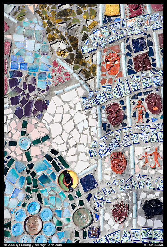 Mosaic Detail, Watts Towers Art Center. Watts, Los Angeles, California, USA