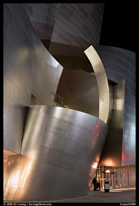 Walt Disney Concert Hall at night. Los Angeles, California, USA