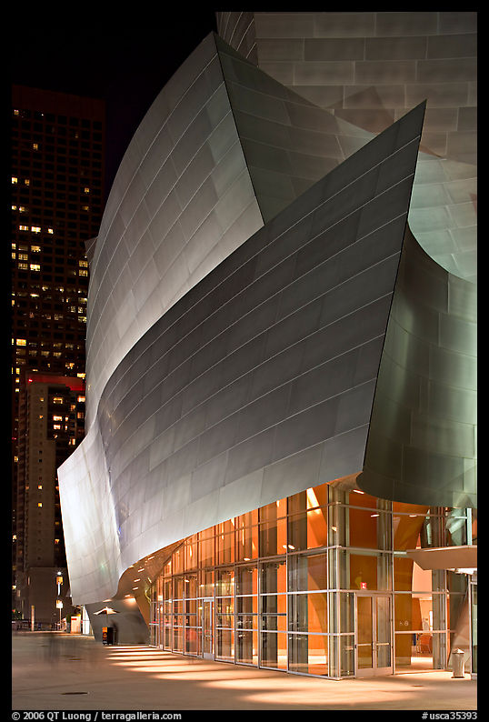 Walt Disney Concert Hall at night. Los Angeles, California, USA