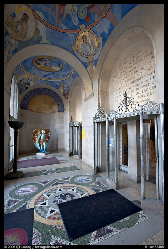 Fresco in the lobby of the Los Angeles County Hospital. Los Angeles, California, USA
