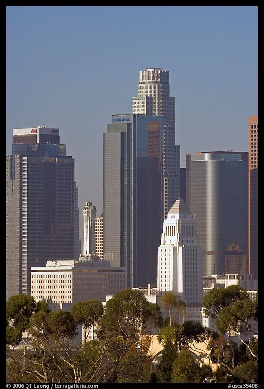 City Hall and high rise buildings. Los Angeles, California, USA