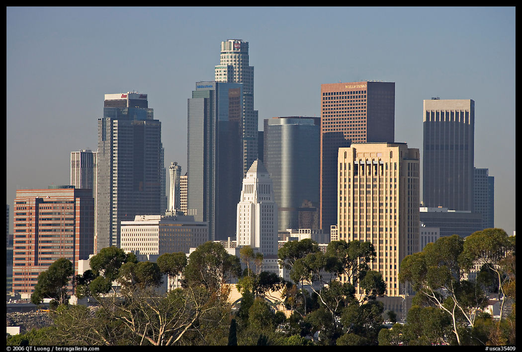 Skyline with city hall. Los Angeles, California, USA