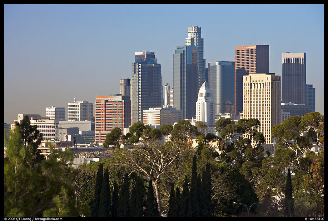 Financial center skyline. Los Angeles, California, USA