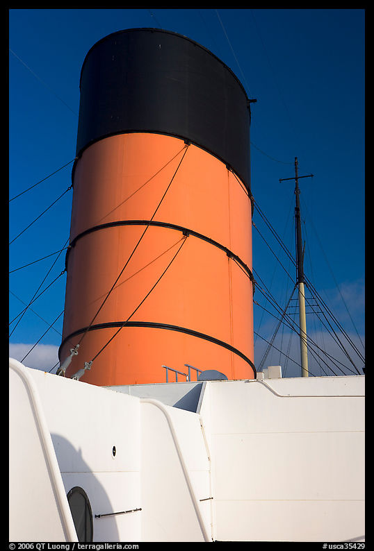 Smokestack, Queen Mary. Long Beach, Los Angeles, California, USA