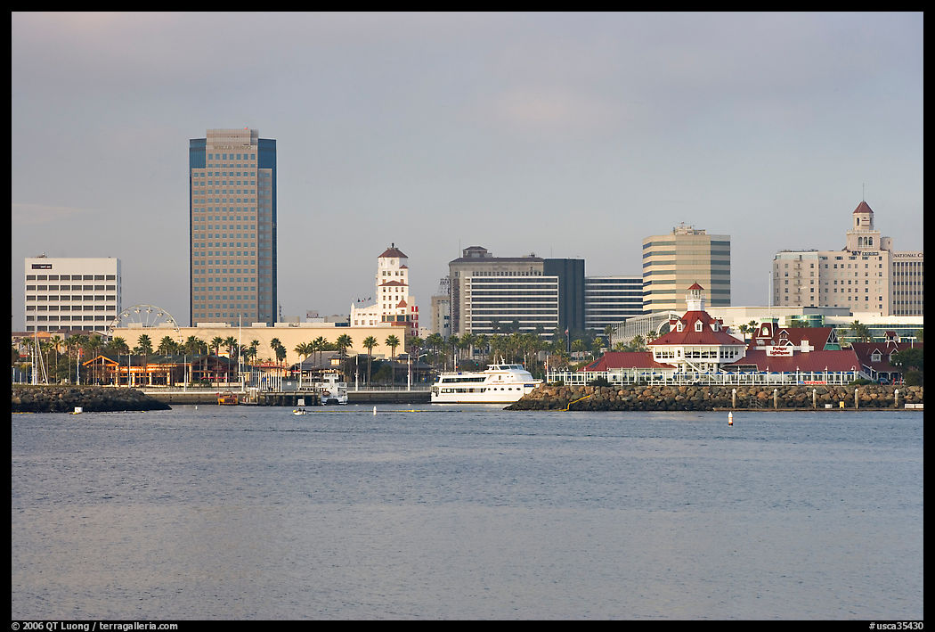 Skyline, late afternoon. Long Beach, Los Angeles, California, USA