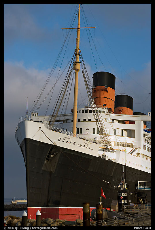 Queen Mary and Russian Submarine. Long Beach, Los Angeles, California, USA