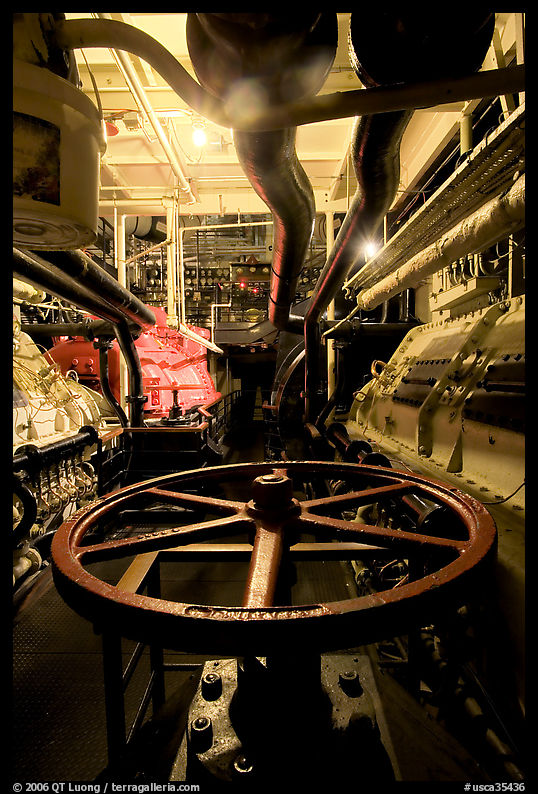 Boiler room of the Queen Mary. Long Beach, Los Angeles, California, USA