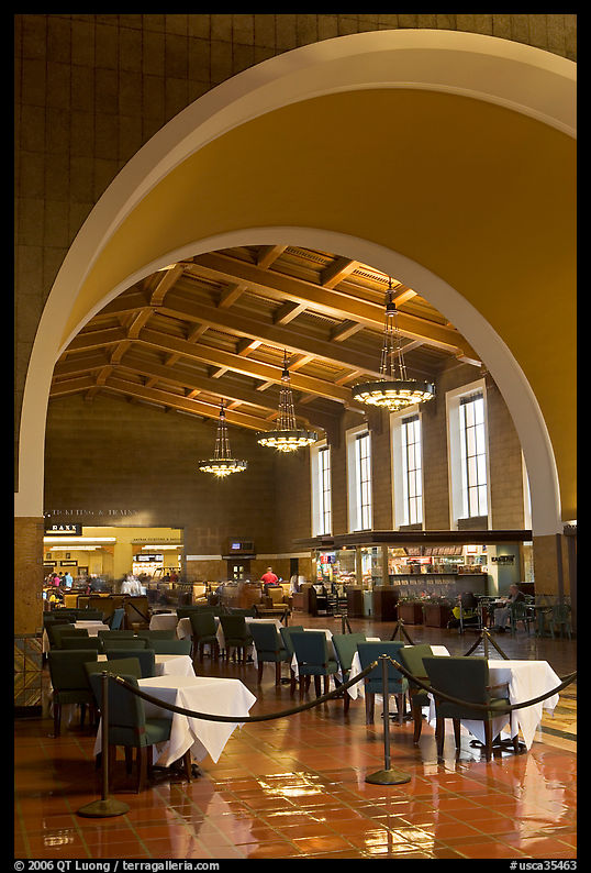 Central hall in Union Station. Los Angeles, California, USA