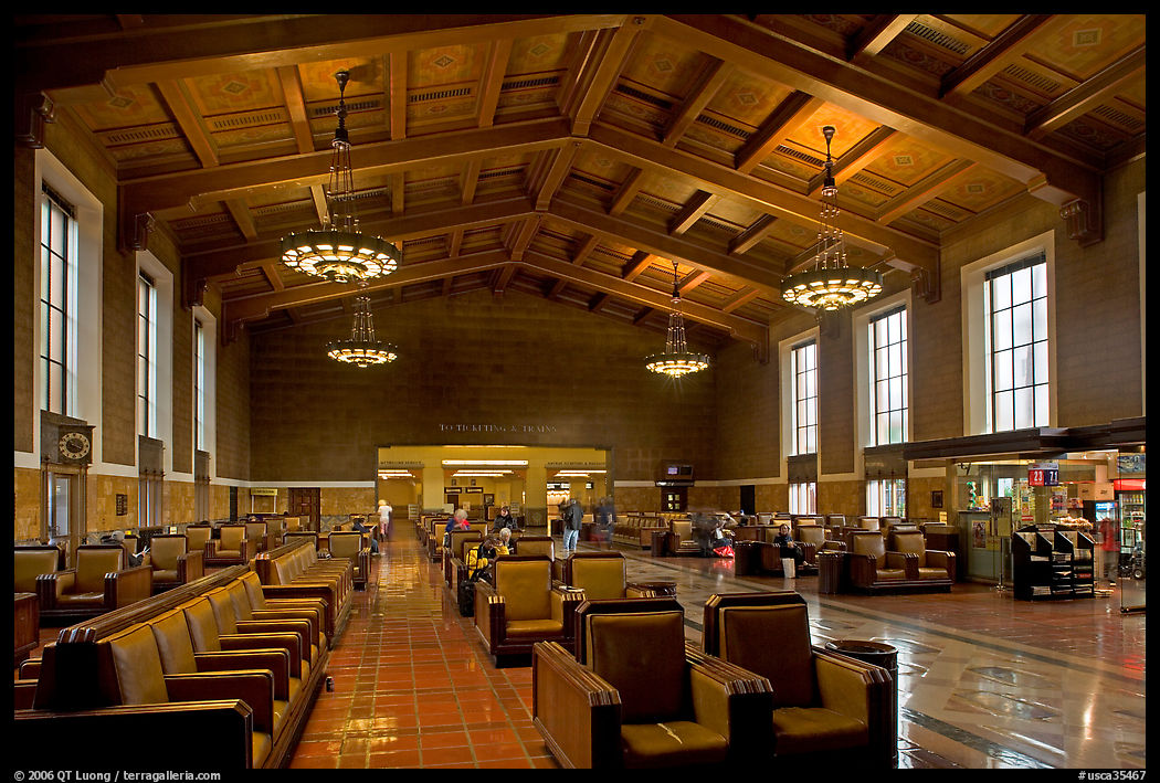 Waiting room in Union Station. Los Angeles, California, USA